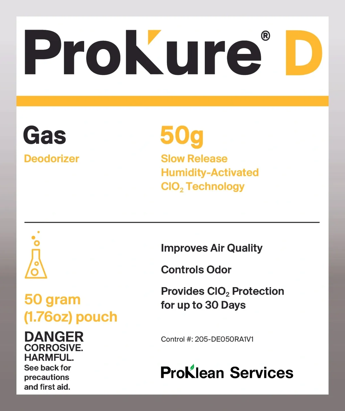 ProKure D Fast Deodorizing Gas 25g label