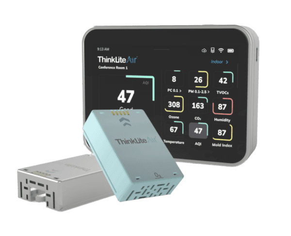 A ThinkLite Flair - Air Quality Monitor and remote control for improved indoor air quality.