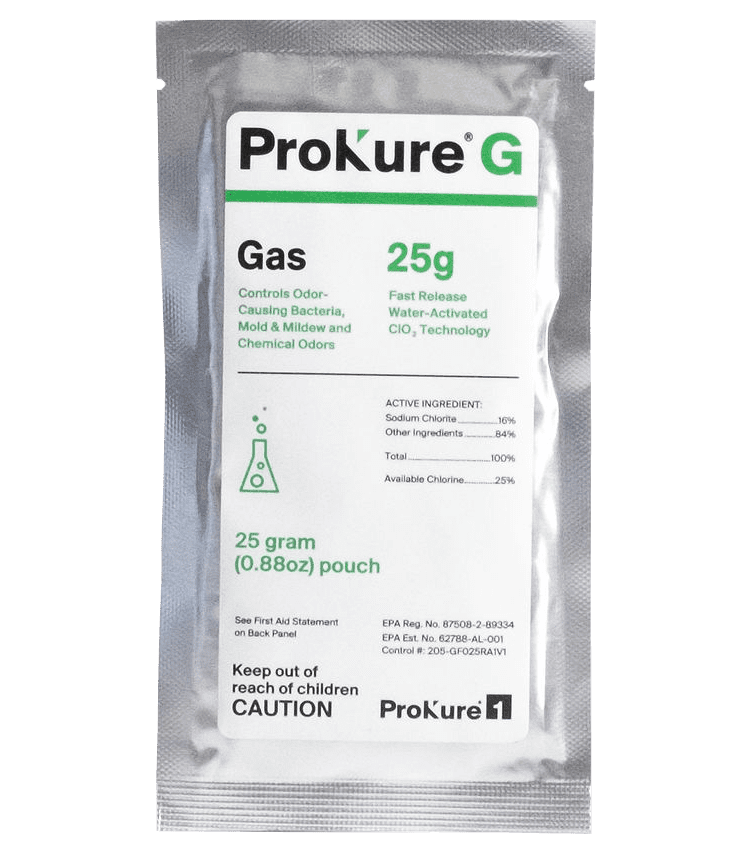 A packet of deodorizing gas on a white background.