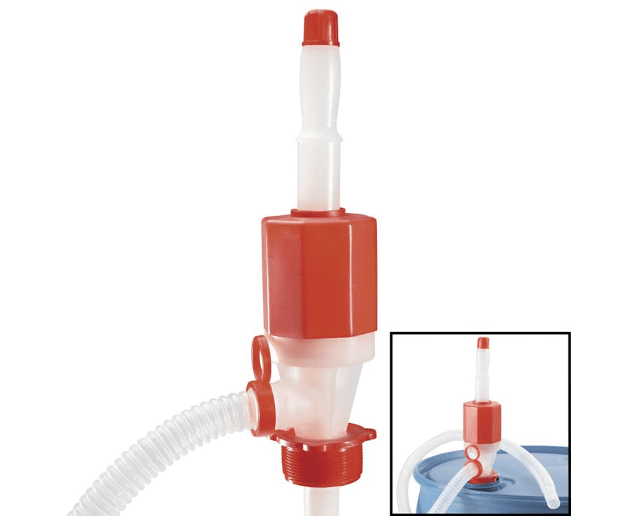 A Red And White Color Hand Pump for Large Drum