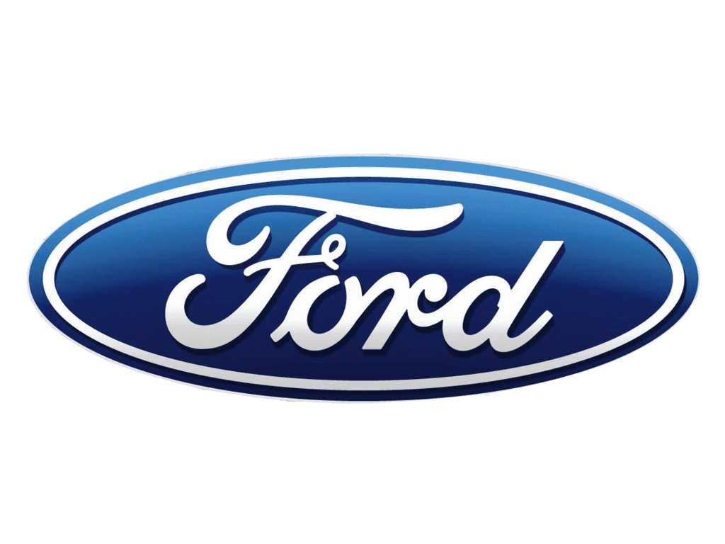 A ford logo on a green background.