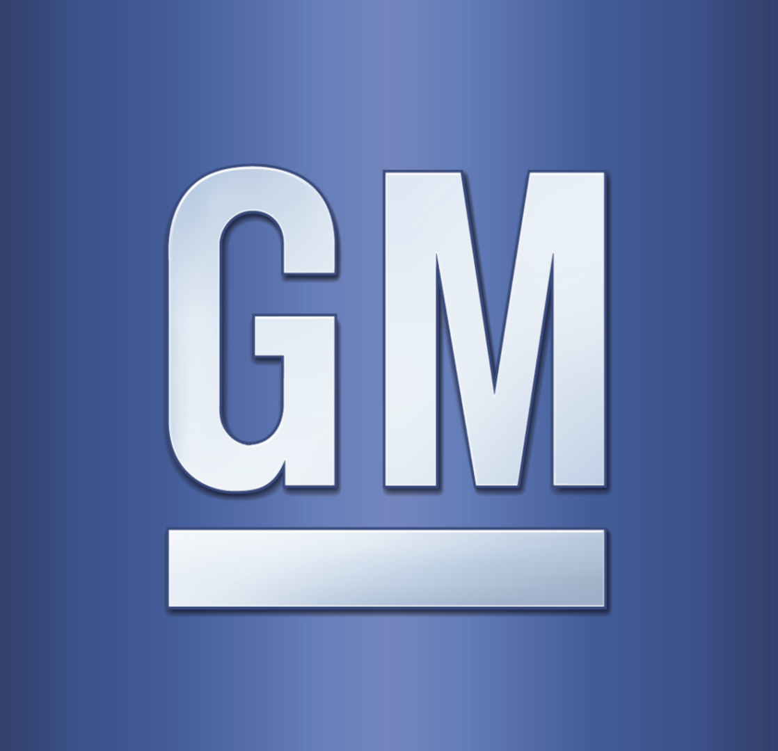 Gm logo on a blue background.