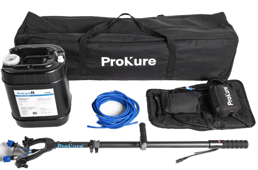 The prokure kit includes a bag and hose.