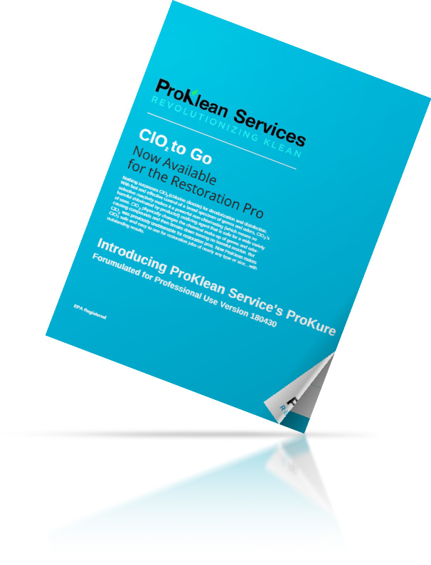 ProKlean Restoration Manual showing professional restoration techniques and ClO₂ product guidance